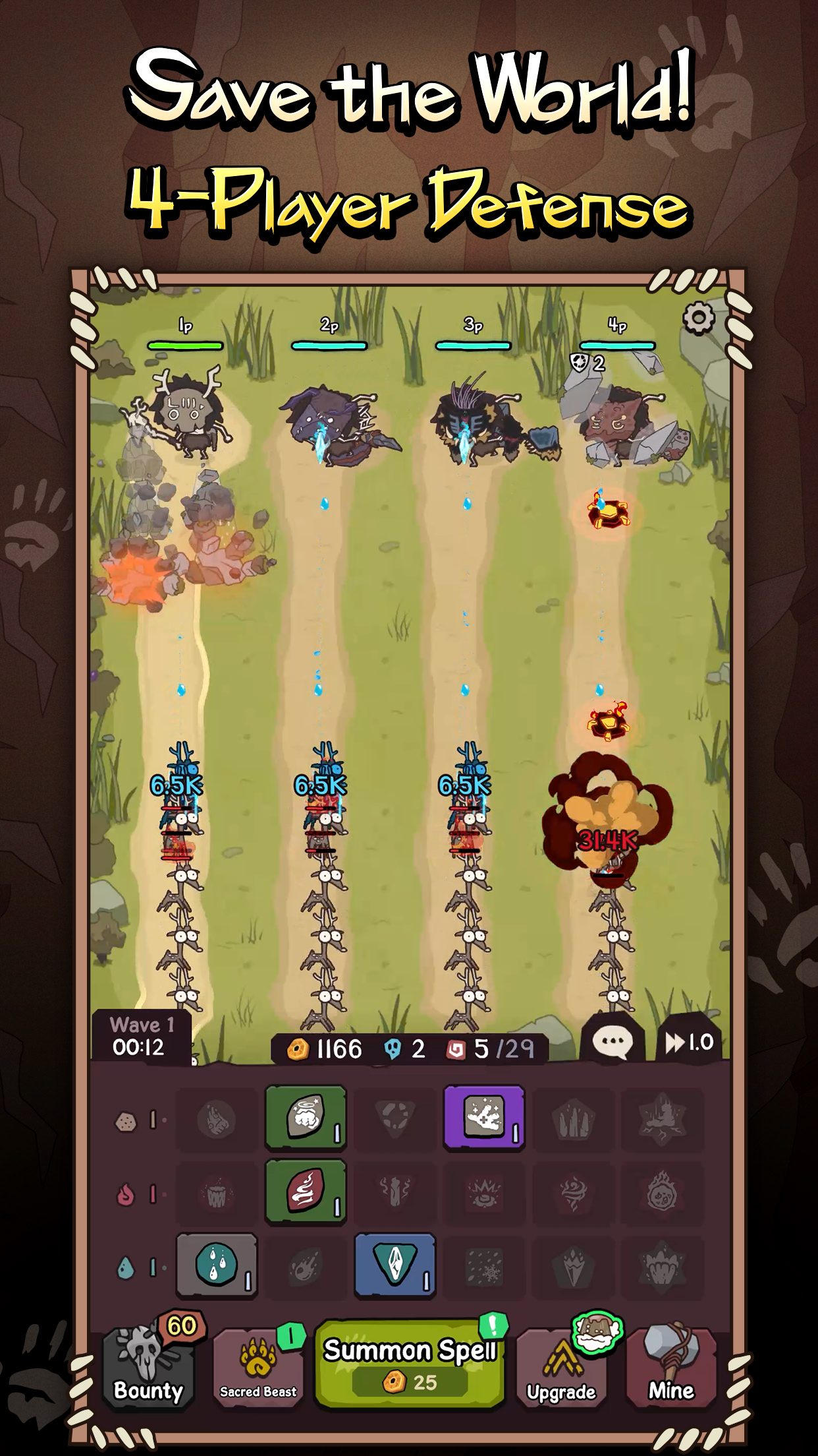 Epic Shaman Battle: 4P Defense screenshot 3